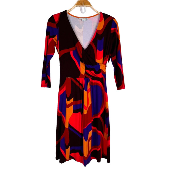 Boden Elena‎ Knit Fixed Wrap Long Sleeve V Neck Dress Size 4 - Picture 1 of 7